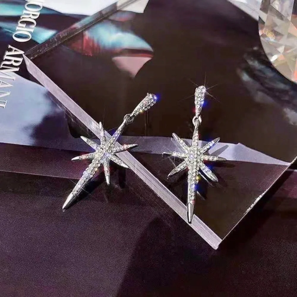 Any 2/$20! Crystal Pave Starburst Drop Earrings - Picture 4 of 12